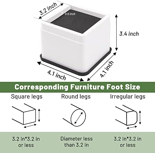 BTSD-home 3 or 6 Inch Adjustable Bed Risers, 8 Pack - Image 2