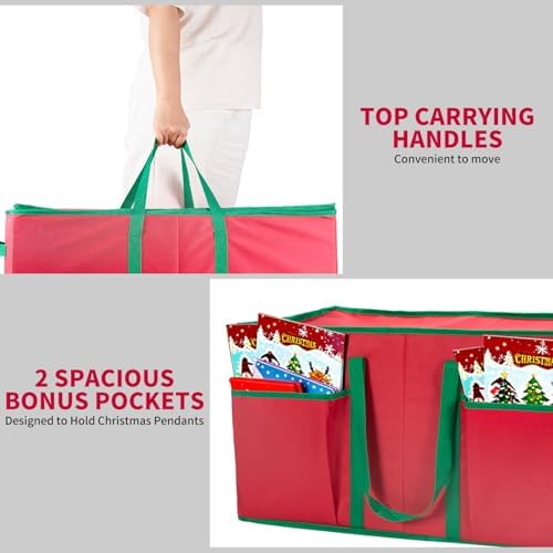 Christmas Ornament Storage Box With 8 Removable Trays for 128 Ball,RED - Image 6