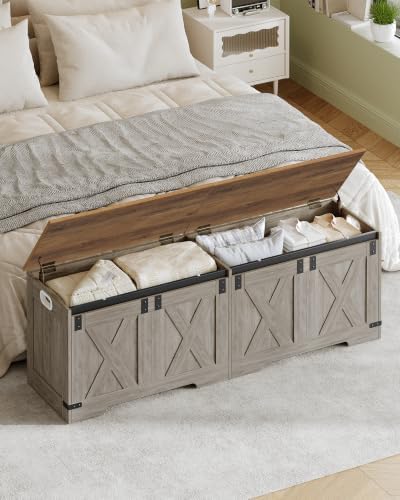 Hzuaneri 59 inches Farmhouse Storage Chest and Bench | 70 Gal | 330lb Seat - Image 2