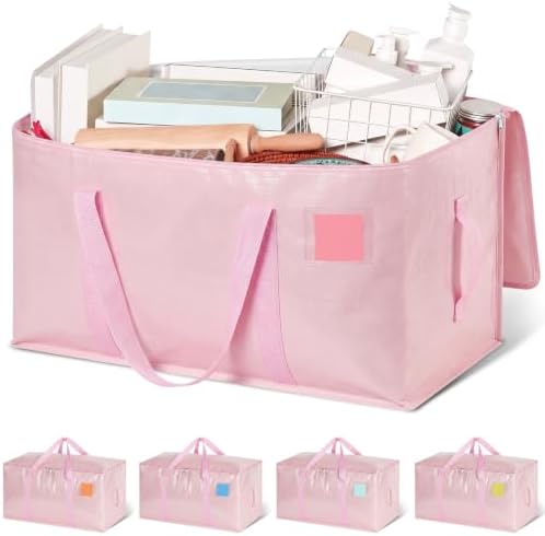 Heavy Duty Moving Bags Extra Large 110LBS Storage Bags, 5 Pack Pink by Unknown