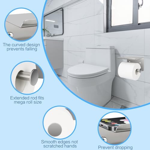 1pcs Brushed Nickel Toilet Paper Holder with Shelf - Image 4