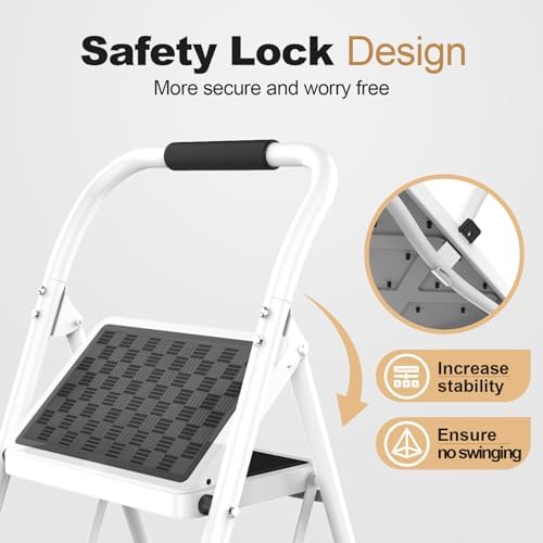 HBTower 3 Step Ladder, 3 Step Stool for Adults Folding Step Stool - Image 3