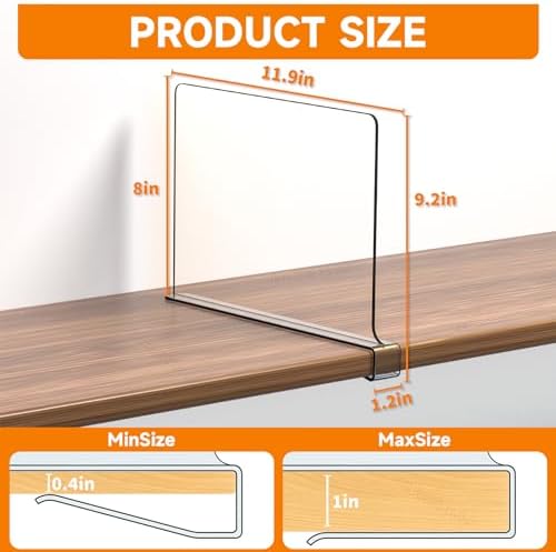 Clear Acrylic Shelf Dividers for Closet Organization - 2 Pack Closet Shelf Divider for Sweatshirt,Towel,Bag,Purse,Clothing,Sweater Organizer,Plastic Dividers and Separators for Shelves and Bedroom - Image 2