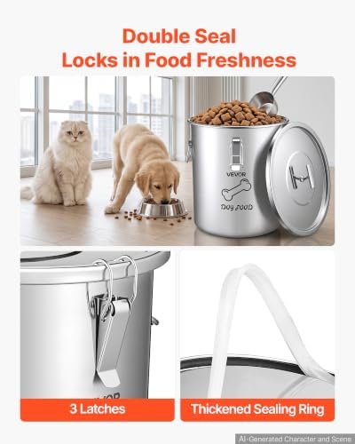 VEVOR Stainless Steel Dog Food Storage Container 17 lbs/5.28 Gal Capacity - Image 3
