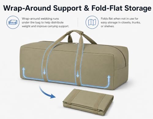 Extra Large Canvas Duffle Bag for Travel, Heavy Duty Duffel for Tent Storage & Military Gear Black 125L - Image 6