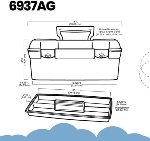 ArtBin 6937AG Essentials Lift-Out Tray Box, Portable Art & Craft Organizer with Handle and Tray, Clear/Aqua, Pack of 6 - Image 6