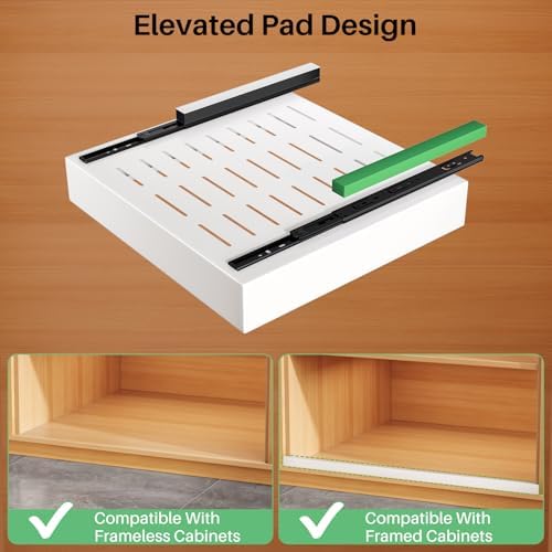 Pull out Cabinet Organizer, 21"Deep, Heavy Duty Full-Extension Slide out Drawers for Kitchen Cabinets with Nano Adhesive, Roll Out Shelf Sliding Cabinet for Pots, Bathroom, Pantry, Under Sink, White - Image 3