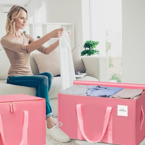 Moving Bags Heavy Duty Bubblegum Pink – Large Packing Bags for Moving, Extra Large Storage Totes with Zippers and Handles - Image 7