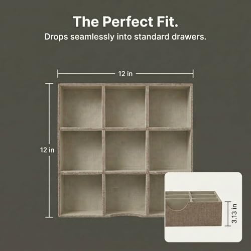 Household Essentials Brown 723-1 Deep 9 Section Drawer Organizer Box for Storage | 12 in x 12 in 3.13 - Image 2