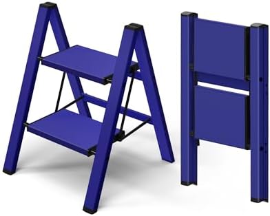 Taranta 2 Step Stool Foldable,Aluminum Step Ladder-Blue by TARANTA