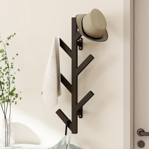 Vlush Wall-Mounted Metal Coat Rack with 6 Hooks Black coat hooks by Vlush