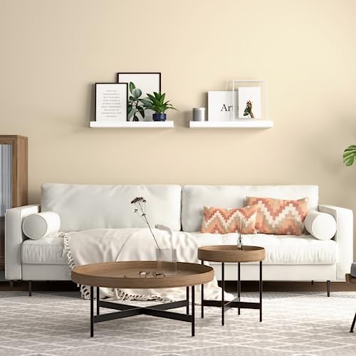 Boswillon Floating Shelves Set of 2, Small Wall Shelf with Lip, 16in, White - Image 5