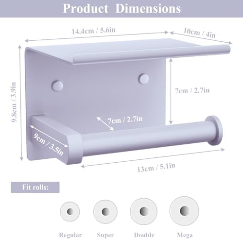 Toilet Paper Holder with Shelf Wall Mounted Toilet Paper Roll Dispenser - Image 3