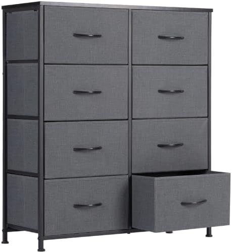 Sweetcrispy 8 Drawer Fabric Dresser for Bedroom, Tall Dresser, Dark Grey by Sweetcrispy
