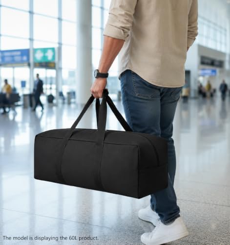 Extra Large Canvas Duffle Bag for Travel, Heavy Duty Duffel for Tent Storage & Military Gear Black 150L - Image 3