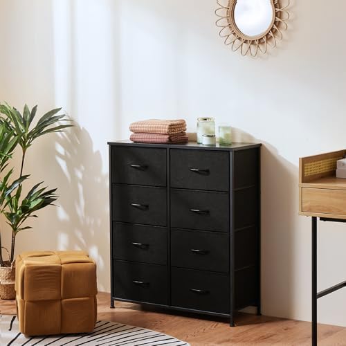 OLIXIS Black Dresser for Bedroom Tall, 8 Storage Fabric Drawers for Closet - Image 2