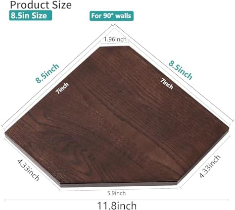 Corner Wall Shelves Set 2 Solid Oak Wood with Wire Hole Wall Mount,Walnut - Image 3