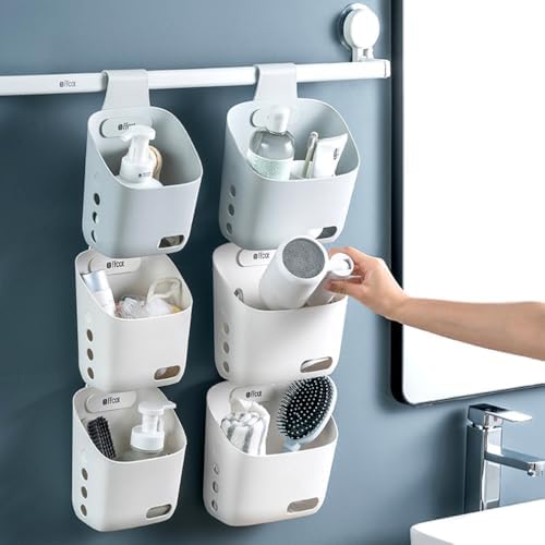 LeleCAT Plastic Hanging Basket Kitchen Storage organizer, Basket with Detachable hook, Hang it behind a door or on a railing, Over the Cabinet Door (White, Large-2 Pack) - Image 6