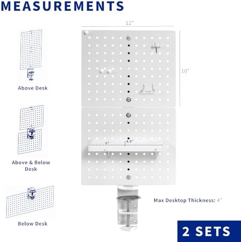 VIVO White Clamp-on 20 x 24 inch Desk Pegboard, PP-DK24W - Image 3