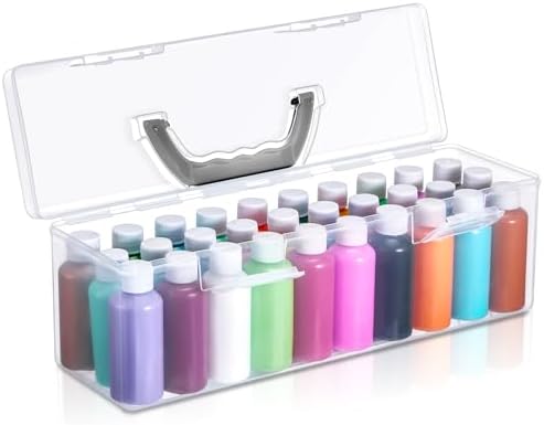 Threehoney 1 Pcs Acrylic Paint Storage Box with Handle, 90 Bottles, Black by Threehoney