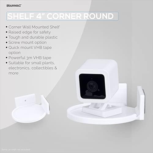 BRAINWAVZ 4” Small Floating Shelf, Adhesive & Screw in, for Bluetooth Speakers, Cameras, Plants, Toys, Books & More, Easy to Install Shelves Wall Mount (White) - Image 4