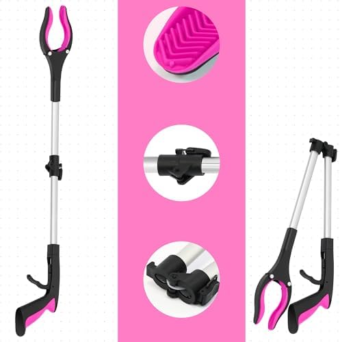 2 Pack 32 inch GrabRunner Reacher Grabber Tool with Strong Magnetic and Swivel Head (New Pink) - Image 5