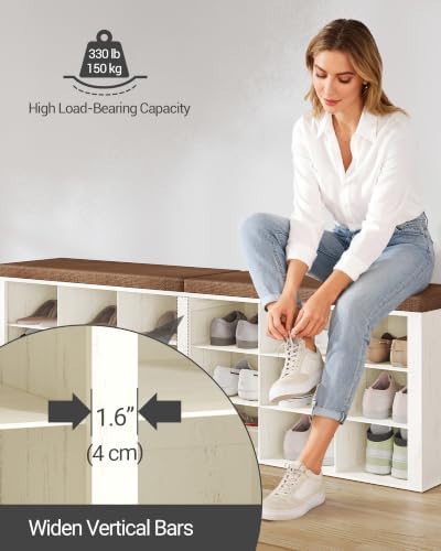 Hzuaneri Shoe Storage Bench with Cushion, Storage Bench with 18 Cubbies - Image 6