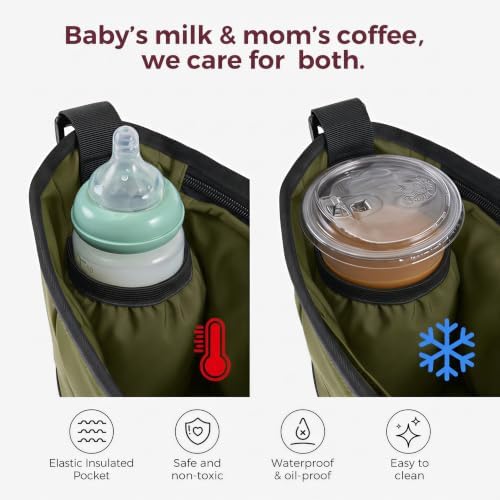 Momcozy Universal Stroller Organizer, Slim Stroller Caddy with 2 Insulated Cup Holders, Non-Slip Silicone Straps, Detachable Mini Pouch, Dense-Weave Parent Console for UPPAbaby, Doona, Graco & More - Image 5