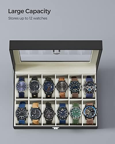 SONGMICS Watch Box, 12-Slot Watch Case with Large Glass Lid - Image 5
