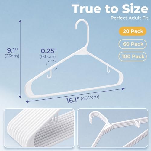 HOUSE DAY White Plastic Hangers 20 Pack, Slim Space-Saving Clothes Hangers - Image 3