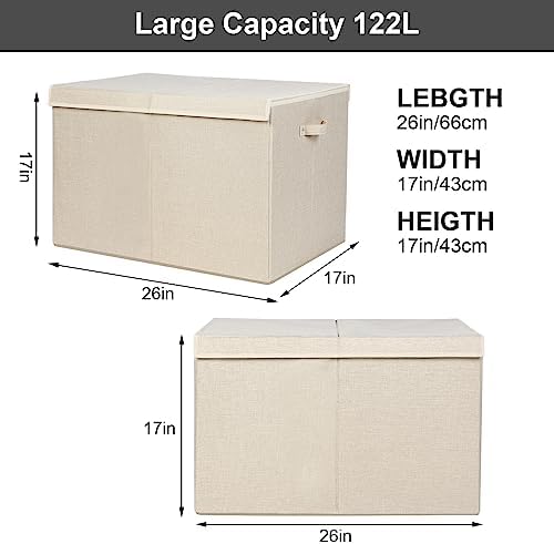 122L Large Toy Box Chest Storage with Lid, Collapsible Kids Toy Storage - Image 3