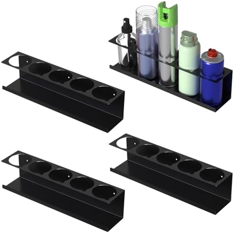 sogiv 4 Pack Spray Can Holder Organizer, Wall-Mounted Steel Spray Bottle Rack, Tool Box Storage Rack, 5 Cans Metal Paint Can Organizer for Garage, Workspace, Shop, Home or Tool Trailer, Black by sogiv