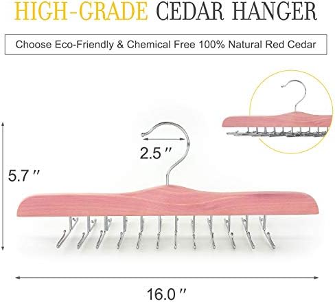 TOPIA HANGER American Red Cedar Wooden Tie Racks for Closet, 24 Tie Hangers Organizer, High-Grade Space Saving Necktie Holder for Storage and Display Bra, Tank Top, Camisole (1-Pack) CT14T - Image 2