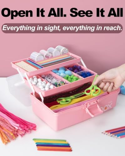 TERGOO 13in Lager Plastic Craft Organizer and Storage 3-Layer Tackle Box - Image 5