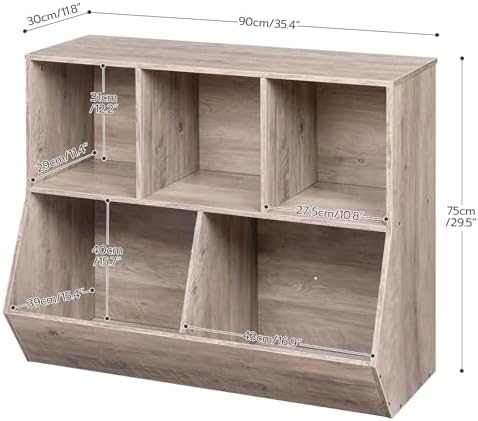 HOOBRO Kids Bookshelf, Bookcase Footboard, Toy Storage Cubby, Children's Toy Shelf, 35.4" L Toy Storage Cabinet, Fit for Children's Room, Playroom, Hallway, Kindergarten, Greige BG32CW01 - Image 3