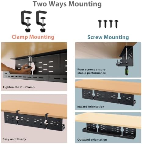 Univivi Under Desk Cable Management Tray, Cable Management, 32 inch, Black - Image 2