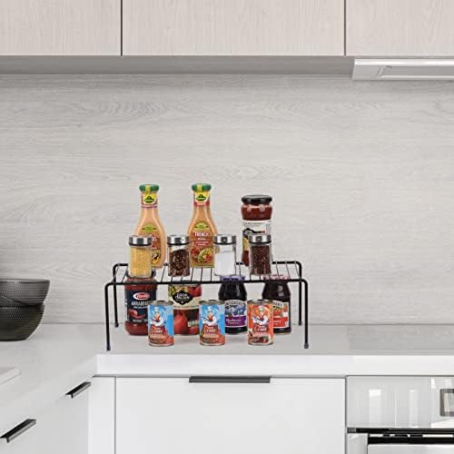 Large Cabinet Storage Shelf Rack (16.1 x 10.2 Inch), Kitchen Counter Organizer, Fridge and Bathroom Cupboard Storage Rack (Black, 2) - Image 3