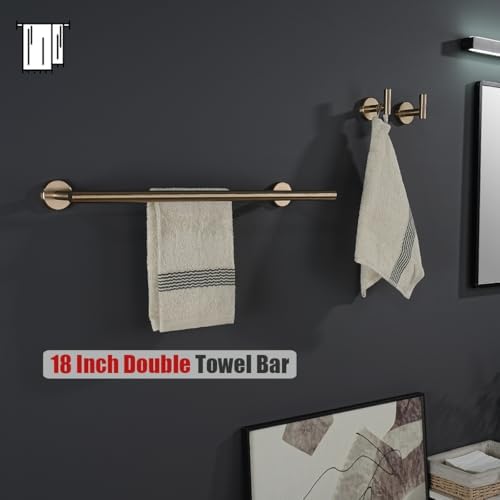 JQK Double Towel Bar Champagne Bronze, 20.5 Inch 304 Stainless Steel Thicken 0.8mm Towel Rack Bathroom, Towel Holder Wall Mount, Useable Length 18 Inch, TB100L18-CB - Image 5