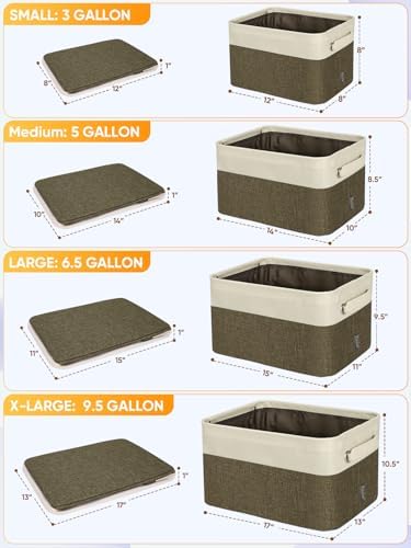 BALEINE 1 Pack Fabric Closet Storage Bins for Shelves, Linen Closet Organizers and Storage, Decorative Baskets for Organizing, Shelf, Clothes, Home, Office (Brown, 15''x11''x9.5'') - Image 2
