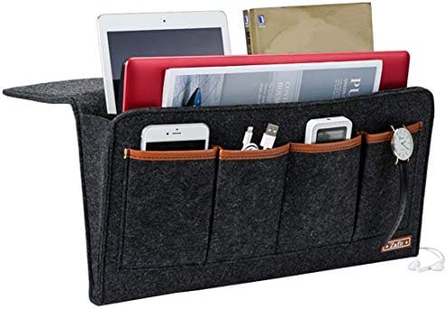 Zafit Bedside Caddy, 7 Pockets Large Size Bedside Organizer Caddy for Magazine Remotes Phone (17.3'' x 18.1'', Dark Grey) - Image 3