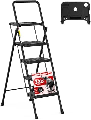HBTower Step Ladder, Folding Step Stool with Wide Anti-Slip Pedal by HBTower