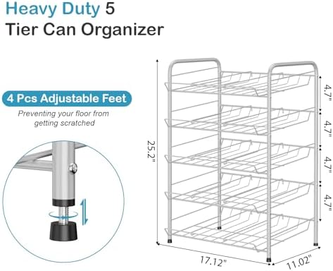 Vrisa Can Organizer for Pantry Canned Food Storage Rack for Kitchen, Silver - Image 2