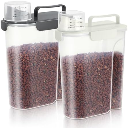LEAWALK Cat Dog Pet Food Storage Container 5-7Lbs BPA-free (White & Black) by LEAWALK