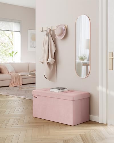 SONGMICS Storage Ottoman Bench, 30 Inches Velvet Foldable Foot Rest - Image 2