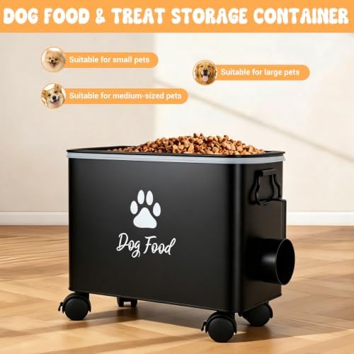 Metal Dog Food Storage Container With Lid 13lb, Black Airtight Dog food Bin - Image 6
