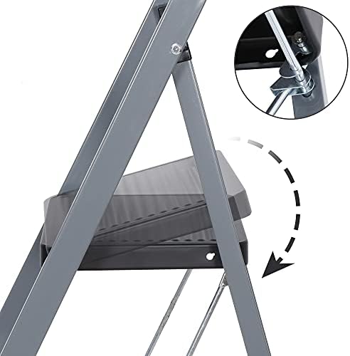 ZENY 3 Step Ladder Folding Step Stool with Wide Anti-Slip Pedal, Convenient Handgrip, Portable Steel Step Stool, 300 lbs Sturdy Steel Ladder for Household and Office - Image 7