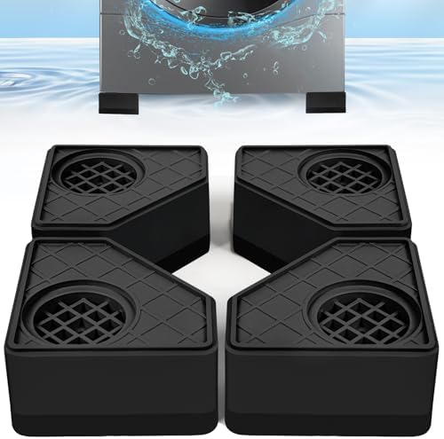 4Pcs Anti Vibration Pads for Washing Machine, Stops Washer Dryer Moving, Prevents Noise, Vibration Transfer, Antivibration Stabilizer Support Feet Mat Suitable for Most Furniture (Increase1.8in) by CUISIBOT
