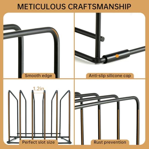 Cutting Board Organizer,Kitchen Cabinet Organizer,Divided Rack with 5 Slots for Baking Trays,Space-Saving Kitchen Storage for Cutting Boards, Cookie Sheet, Thin Pans and Baking Sheets Holder (1pcs) - Image 7