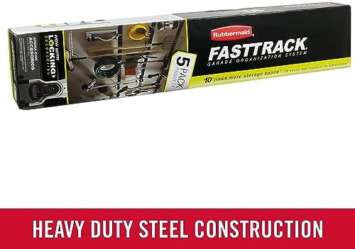 Rubbermaid FastTrack Garage Storage Utility Hooks 5 Piece Black All in One Rail Hook Kit and Tool Organizer Heavy Duty for Home/Garage/Shed/Garden - Image 6