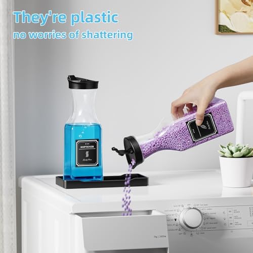 35oz Laundry Detergent Dispenser,Liquid Container,Black with Plastic Tray - Image 5